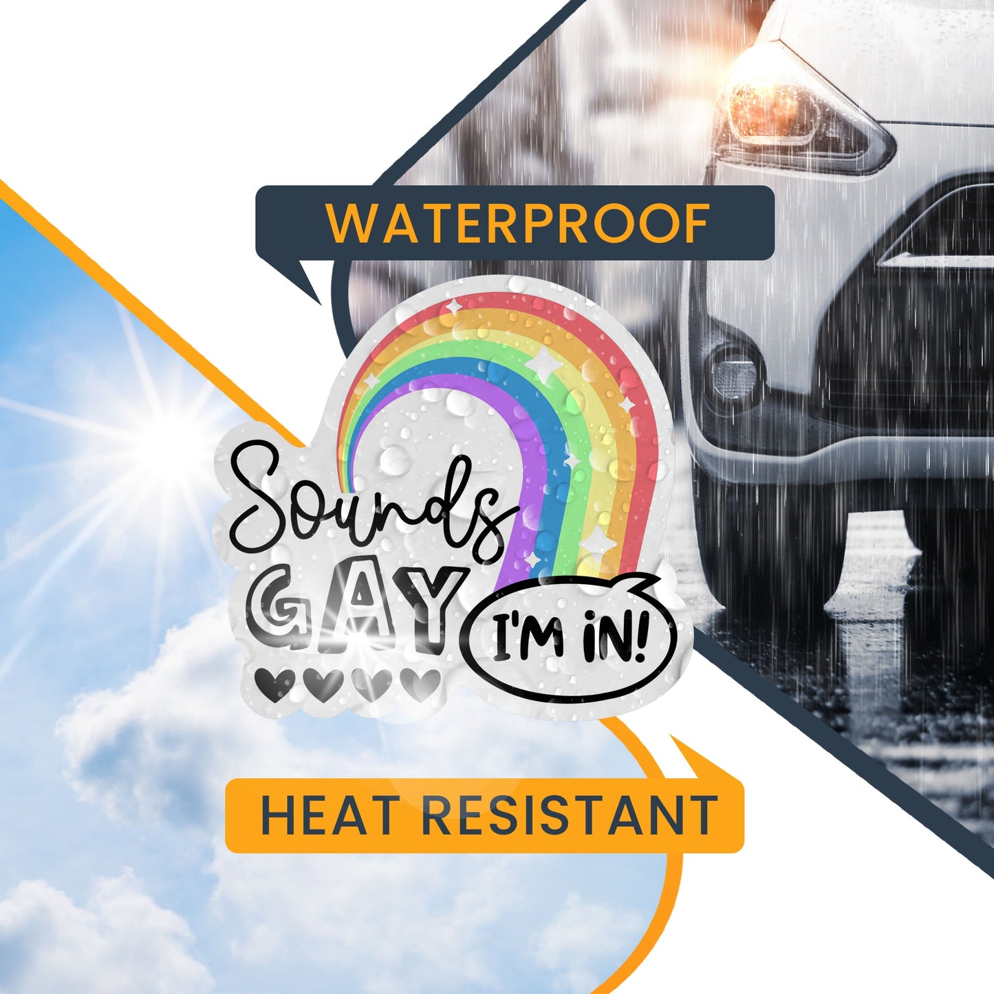 Magnet Me Up Sounds Gay I'm in Rainbow Car Magnet Decal, 5.5x5 Inch, Gay Bumper Magnet, Fun & Inclusive Magnet for Lockers, or Fridges