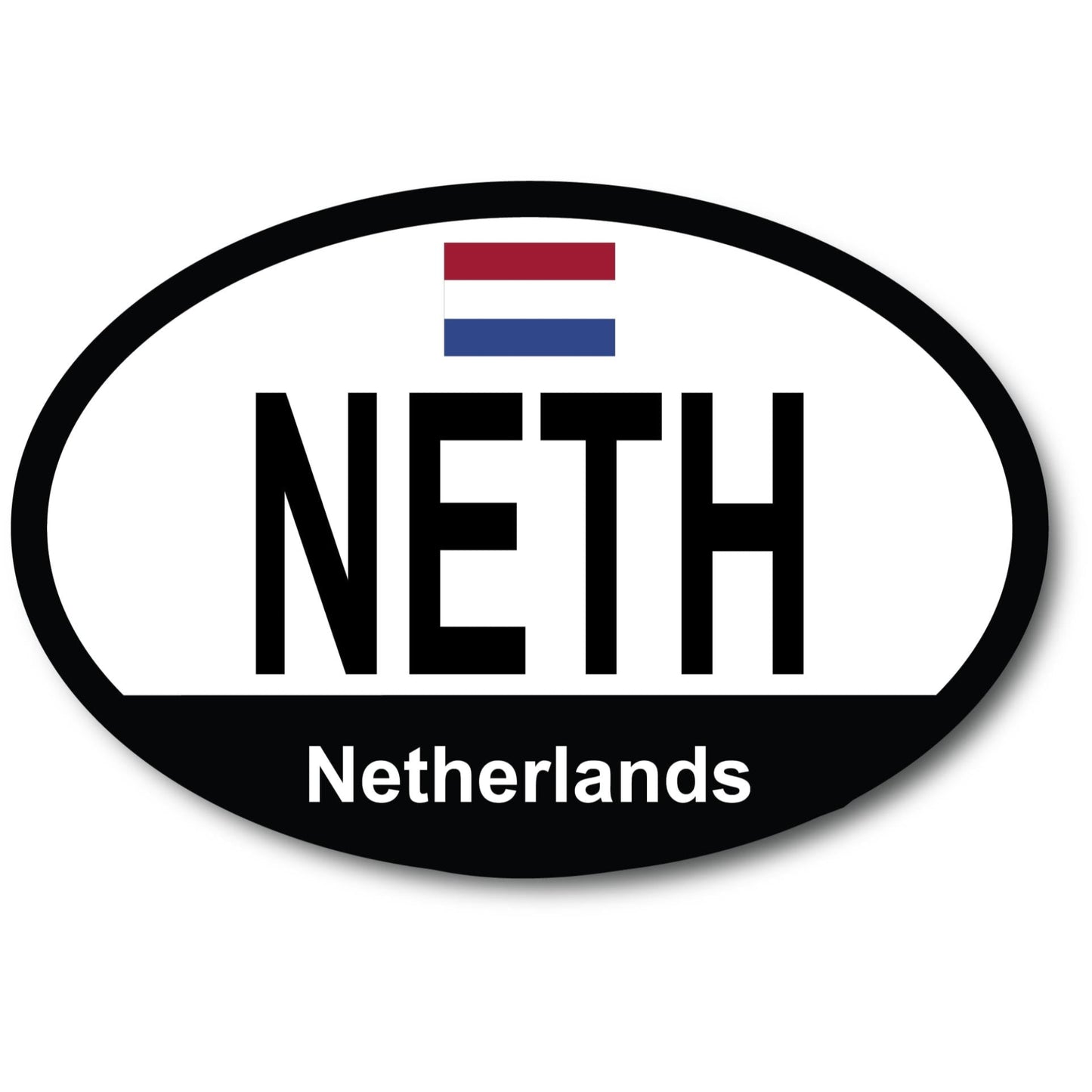Magnet Me Up NETH Netherlands Country Code Car Magnet Decal, 4x6 Inch Oval, Euro Souvenir Magnet, Iconic Dutch Flag, Euro Bumper Magnet