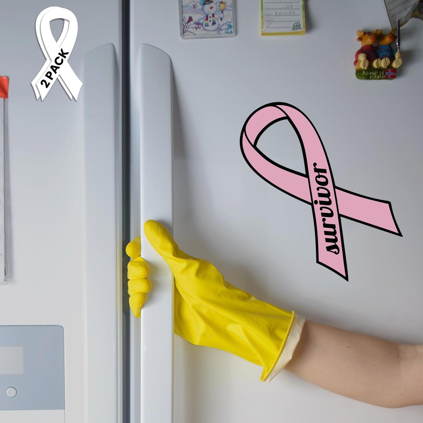 Magnet Me Up: Breast Cancer Survivor Pink Ribbon Magnet Decal, 3.5x7 Inches, 2 Pack, Automotive Magnet for Car, Truck, SUV, Show Support and Raise Awareness with This Meaningful Auto Magnet