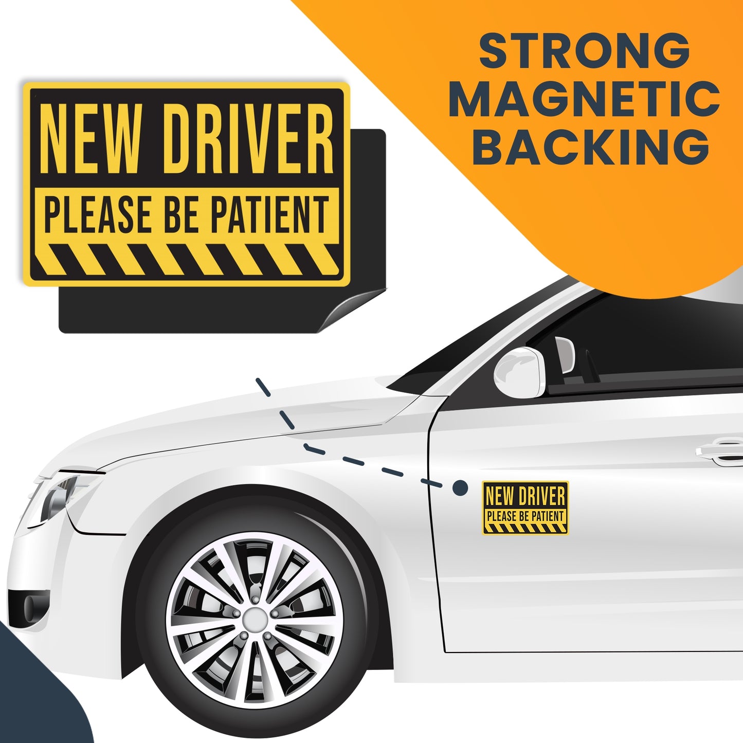 Magnet Me Up New Driver Please Be Patient Magnet Decal, 5x8 inch, Heavy Duty Automotive Magnet for Car Truck SUV Or Any Other Magnetic Surface, Safety