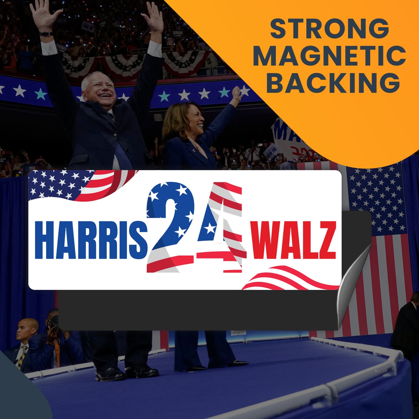 Magnet Me Up Kamala Harris Tim Walz Walts 2024 Election Magnetic Decal, 3x8 Inch Rectangle, President 2024, Political Campaign Souvenir, Democrat, Political Race, Any Magnetic Surface, Crafted in USA
