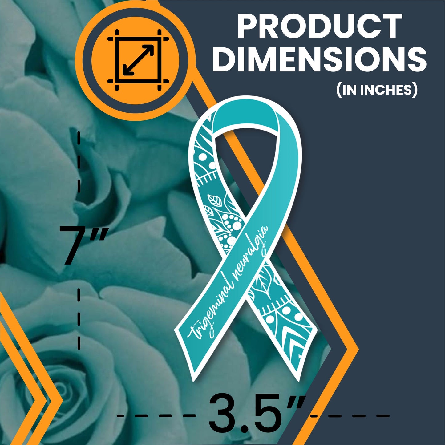 Magnet Me Up Trigeminal Neuralgia Awareness Ribbon Car Magnet Decal, 3.5x7 inches, Facial Nerve Pain, Support and Advocacy, Bumper Magnet for Car, Truck, Locker Accessories, Made in USA