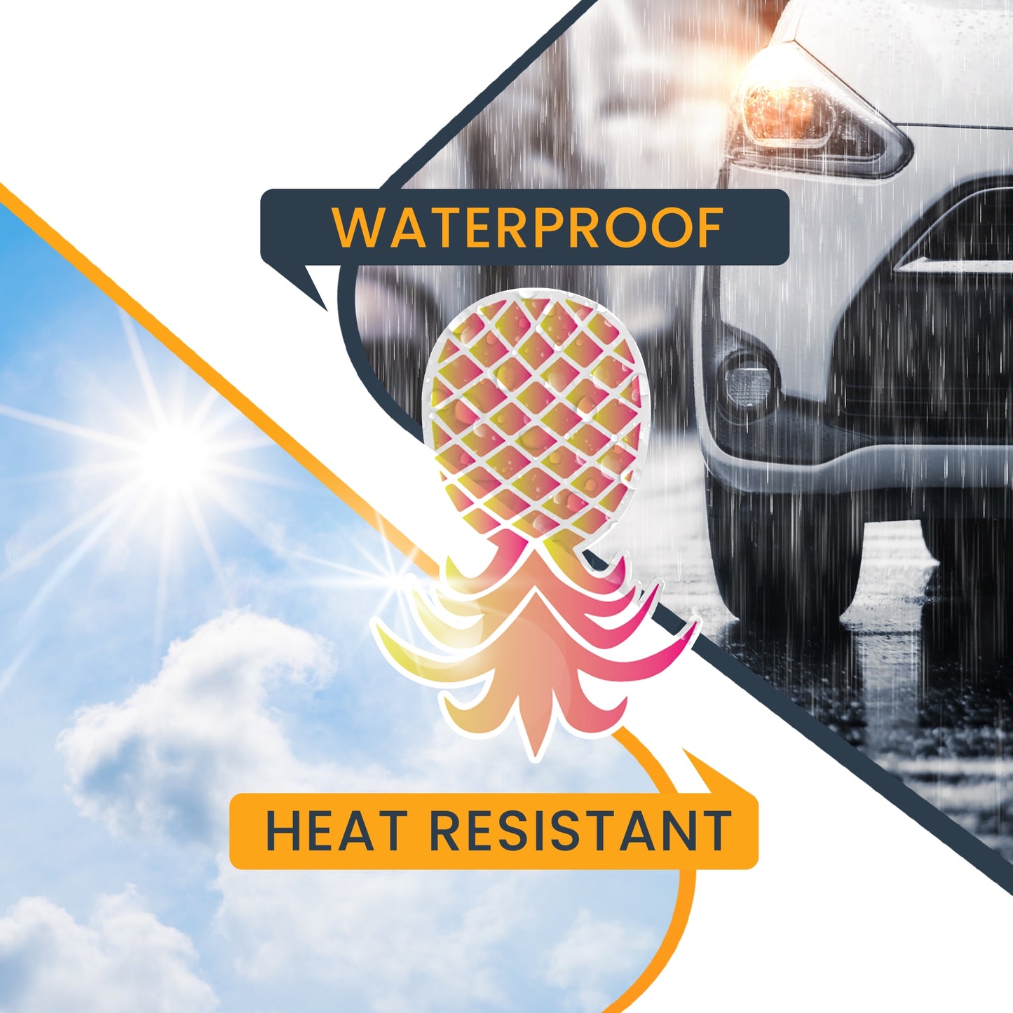 Magnet Me Up Upside Down Pineapple Magnet Decal, Pink and Yellow, 4x6 Inch, 2 Pack, Heavy Duty Automotive Magnet for Car Truck SUV Or Any Other Magnetic Surface