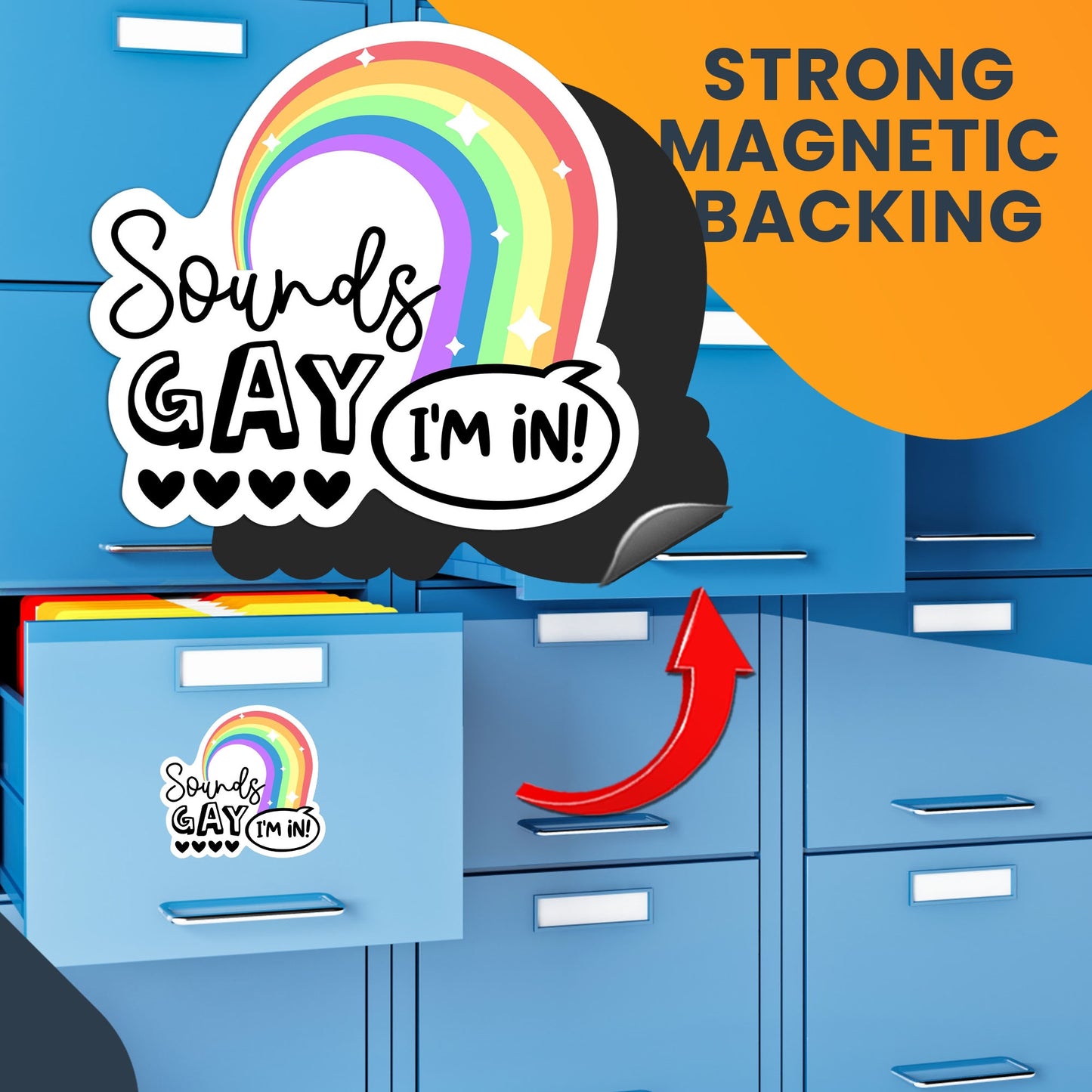 Magnet Me Up Sounds Gay I'm in Rainbow Car Magnet Decal, 5.5x5 Inch, Gay Bumper Magnet, Fun & Inclusive Magnet for Lockers, or Fridges