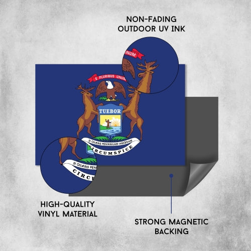 Magnet Me Up Michigan Car Magnet Decal US State Flag 4x6 Refrigerator Locker SUV Heavy Duty Waterproof