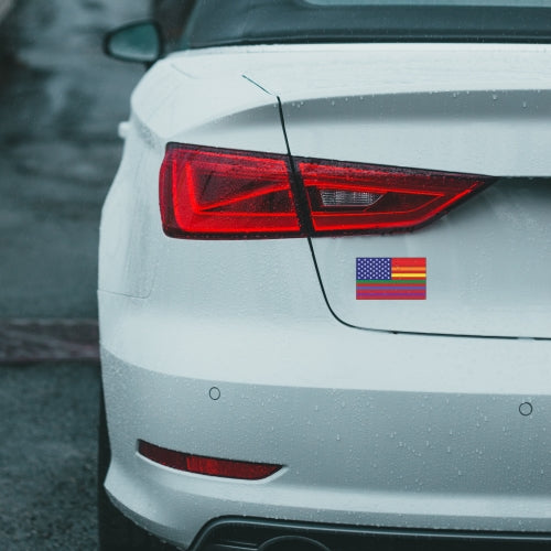 Gay Pride Rainbow American Flag 2PK Car Magnet Decal - LGBT - 3x5 - Waterproof