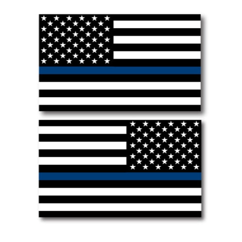 Thin Blue Line Opposing American Flag Magnet Decals - 2 Pack 3 x 5 Heavy Duty for Car Truck SUV - In Support of Police and Law Enforcement Officers …