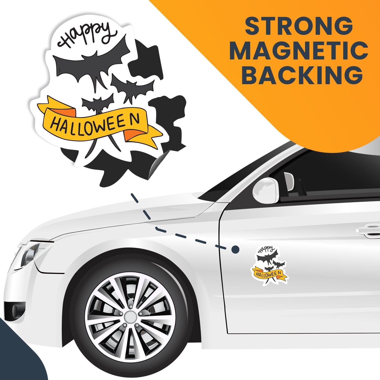 Magnet Me Up Happy Halloween Spooky Holiday Magnet Decal, 5x5 Inches, Heavy Duty Automotive Magnet for Car Truck SUV Or Any Other Magnetic Surface