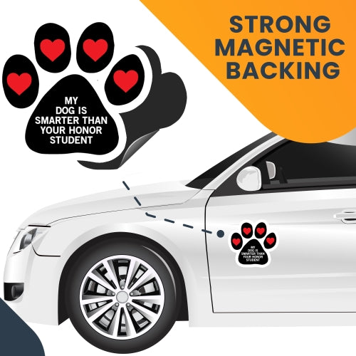 My Dog is Smarter than Your Honor Student Pawprint Car Magnet By Magnet Me Up 5" Paw Print Auto Truck Decal Magnet …