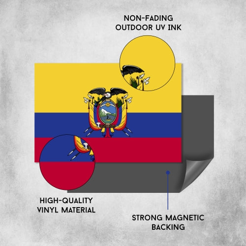 Ecuador Flag Car Magnet Decal - 4 x 6 Heavy Duty for Car Truck SUV