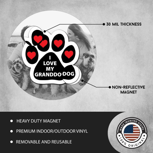 I Love My Granddog Pawprint Car Magnet By Magnet Me Up 5" Paw Print Auto Truck Decal Magnet …