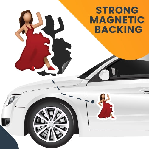 Magnet Me Up Dancing Girl Emoticon Magnet Decal, 5 Inch, Cute Emoticon Self-Expression Decorative Magnet for Car, Truck, SUV, Or Any Other Magnetic Surface