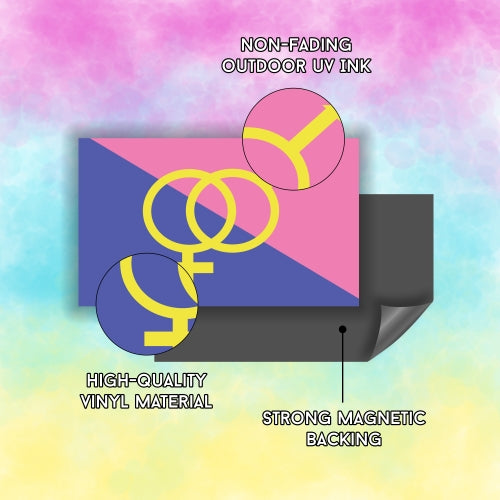 Magnet Me Up Straight Pride Flag Car Magnet Decal, 3x5 Inches, Pink Blue and Yellow, Heavy Duty Automotive Magnet for Car Truck SUV