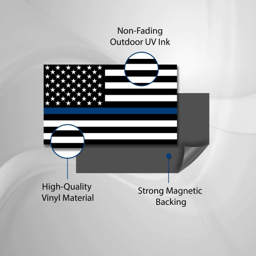 Thin Blue Line and Thin Blue Line American Flag Magnet Decal 3x5 - Heavy Duty for Car Truck SUV - 2 Pack - In Support of Police and Law Enforcement Officers …