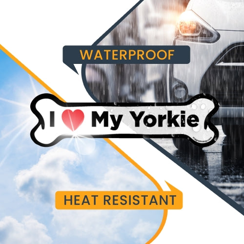 Magnet Me Up I Love My Yorkie Dog Bone Car Magnet - 2x7 Dog Bone Auto Truck Decal Magnet …