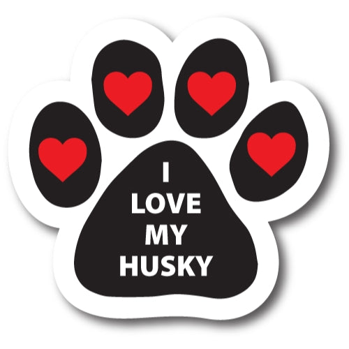 I Love My Husky Pawprint Car Magnet By Magnet Me Up 5" Paw Print Auto Truck Decal Magnet …