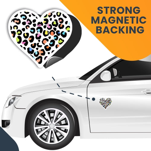 Magnet Me Up Cheetah Print Multicolored Heart Magnet Decal, 5 Inches, Heavy Duty Automotive Magnet for Car Truck SUV Or Any Other Magnetic Surface