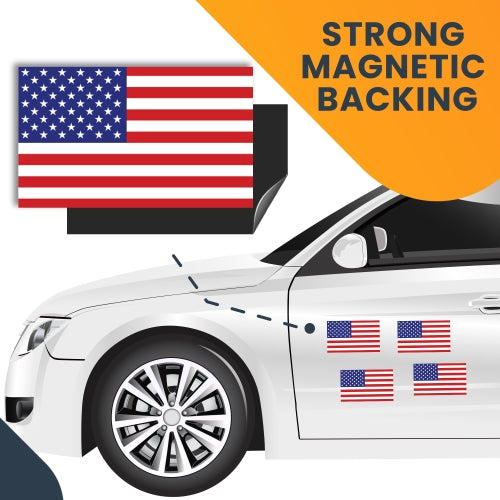 American Flag Car Magnets- 10 Pack, 2-3/4 x 4" Decals Heavy Duty Waterproof for Car Truck SUV
