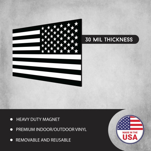 Black and White Reverse American Flag Car Magnet Decal - 3 x 5 Heavy Duty for Car Truck SUV