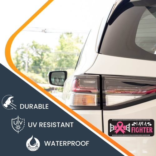 Magnet Me Up I Am A Fighter Breast Cancer Awareness Magnet Decal, 3x8 Inches, Heavy Duty Automotive Magnet for Car Truck SUV Or Any Other Magnetic Surface