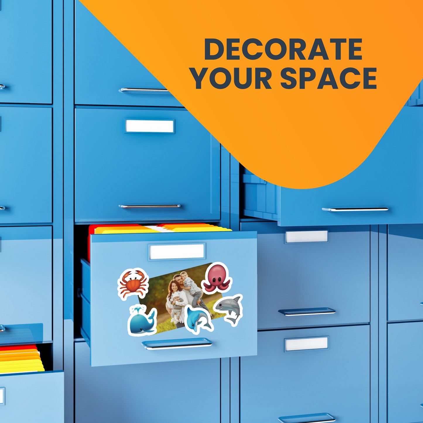 Under The Sea Today's Mood 5 Pack Emoticon Magnets, Variety of sea creatures animals Emoticon Decals Perfect for Car or Truck