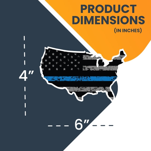 Magnet Me Up Patriotic Distressed Thin Blue Line American Flag in The Shape of The United States Magnet Decal, 4x6 Inches, Heavy Duty Automotive Magnet for Car Truck SUV