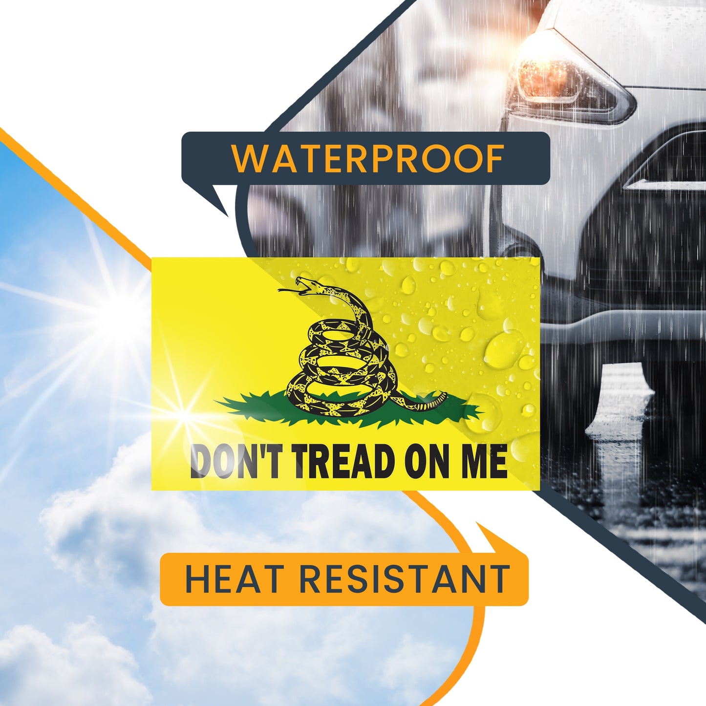 Don't Tread on Me Gadsden Flag 3 x 5 Car Magnet Decal - Heavy Duty for Car Truck SUV