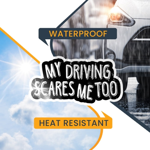 Magnet Me Up My Driving Scares Me Too 6.5x3.5 Car Magnet Decal, Heavy Duty for Car Truck SUV