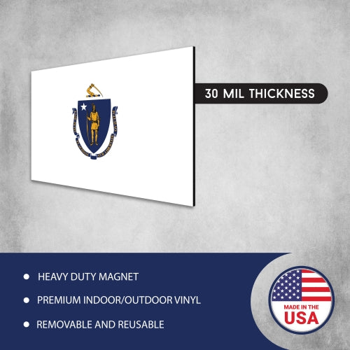 Magnet Me Up Massachusetts Car Magnet Decal US State Flag 4x6 Refrigerator Locker SUV Heavy Duty Waterproof