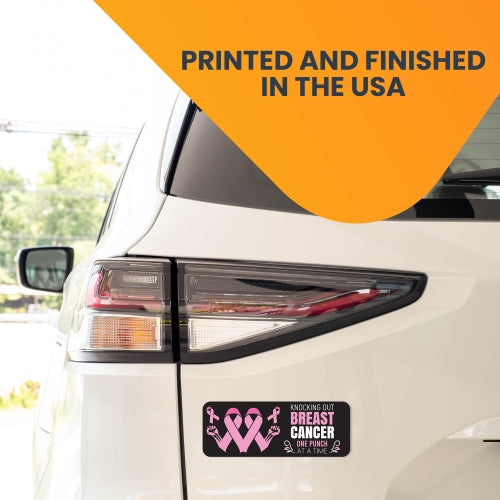 Magnet Me Up Knocking Out Breast Cancer Awareness Magnet Decal, 3x8 Inches, Heavy Duty Automotive Magnet for Car Truck SUV Or Any Other Magnetic Surface