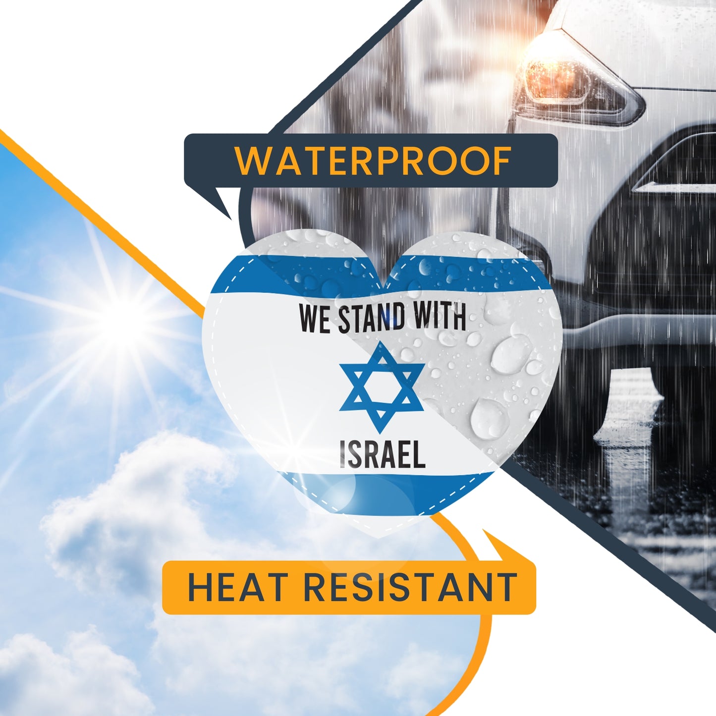 Magnet Me Up We Stand with Israel, Israeli Support Flag Heart Magnet Decal, 5x4 Inches, Heavy Duty Automotive Magnet for Car Truck SUV Or Any Magnetic Surface