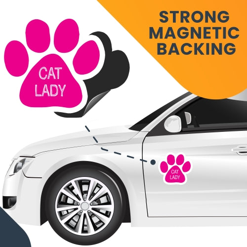 Cat Lady Pawprint Car Magnet By Magnet Me Up 5" Pink Paw Print Auto Truck Decal Magnet …