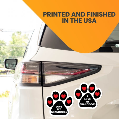 I Love My Granddogs 2 Pack Paw Print Magnets 5" Auto Truck Magnet Heavy Duty Waterproof