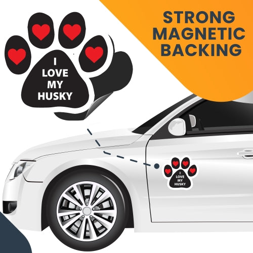 I Love My Husky Pawprint Car Magnet By Magnet Me Up 5" Paw Print Auto Truck Decal Magnet …