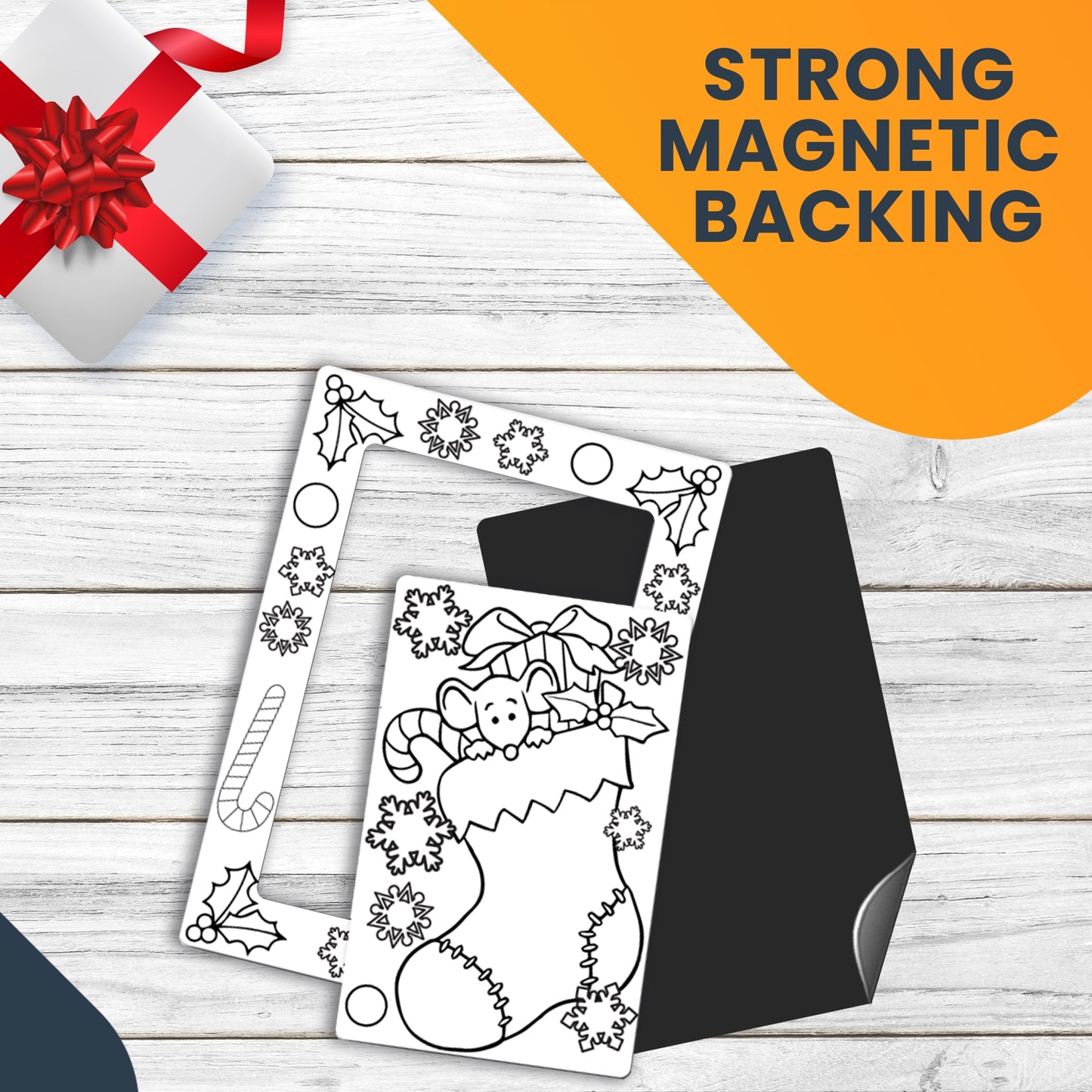 Color Your Own Christmas Stocking Picture Frame Magnet, DIY, Decorate a Holiday Magnetic Picture Frame - 5 x 7" Frame with a 3.5 x 5.5" Cut-Out Center Magnet