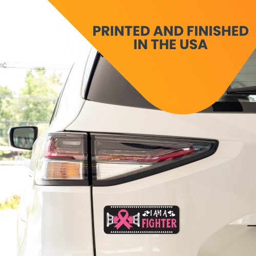 Magnet Me Up I Am A Fighter Breast Cancer Awareness Magnet Decal, 3x8 Inches, Heavy Duty Automotive Magnet for Car Truck SUV Or Any Other Magnetic Surface