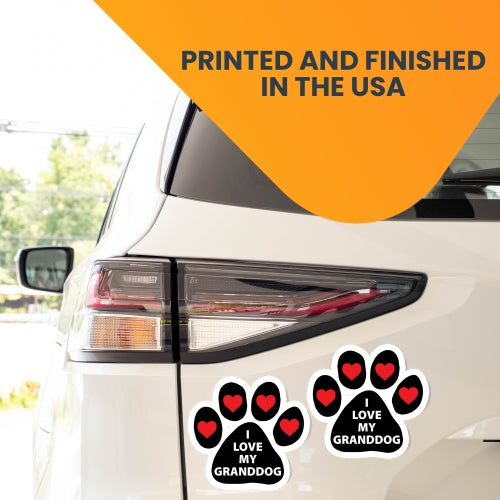 Magnet Me Up I Love My Granddog Paw Print 2 Pack Auto Truck Decal Magnet