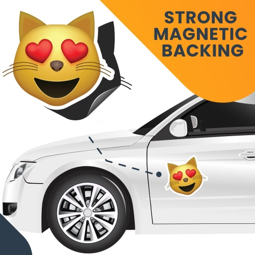 Magnet Me Up Cat Heart Eye Emoticon Magnet Decal, 5 Inch, Cute Self-Expression Decorative Magnet for Car, Truck, SUV, Or Any Other Magnetic Surface