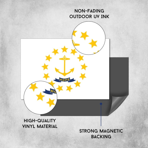 Rhode Island Car Magnet US State Flag Refrigerator Locker SUV Heavy Duty Waterproof… …
