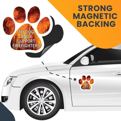 My Dog and I Support Firefighters Car Magnet By Magnet Me Up 5" Paw Print Auto Truck Decal Magnet …