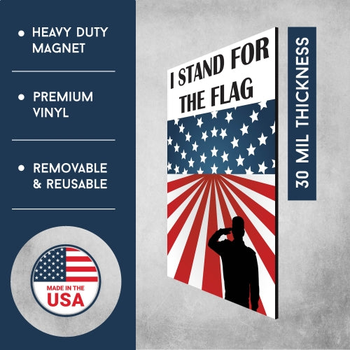 I Stand For The Flag 2PK American Flag Car Magnet Decal 5 in x 3 in Heavy Duty for Car Truck SUV Waterproof