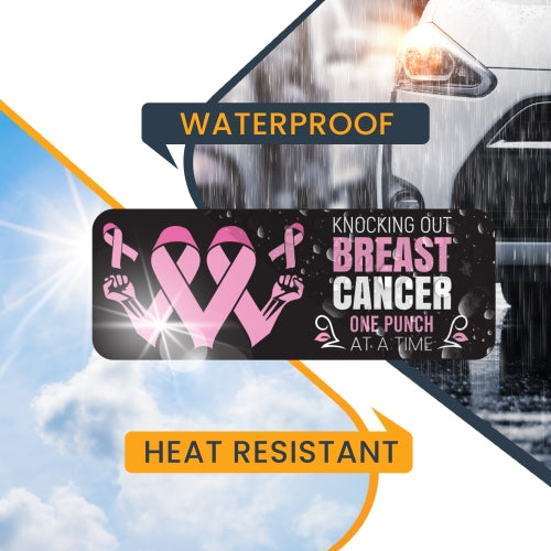 Magnet Me Up Knocking Out Breast Cancer Awareness Magnet Decal, 3x8 Inches, Heavy Duty Automotive Magnet for Car Truck SUV Or Any Other Magnetic Surface