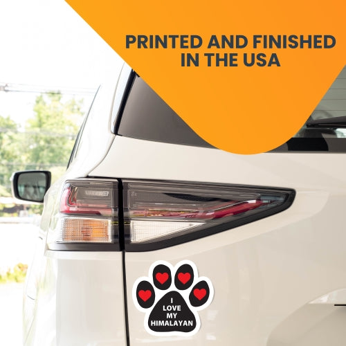 I Love My Himalayan Black Pawprint with Red Hearts Car Magnet By Magnet Me Up 5" Paw Print Auto Truck Decal Magnet …