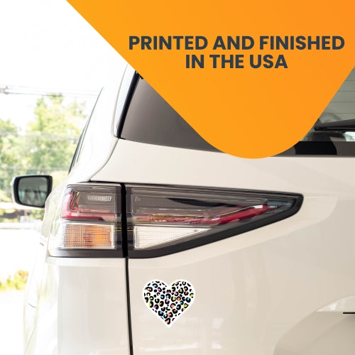 Magnet Me Up Cheetah Print Multicolored Heart Magnet Decal, 5 Inches, Heavy Duty Automotive Magnet for Car Truck SUV Or Any Other Magnetic Surface