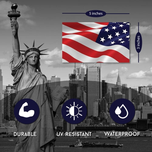 Waving American and Waving American Reverse Opposing American Flag 2PK Car Magnet Decal - 3 x 5 Heavy Duty for Car Truck SUV