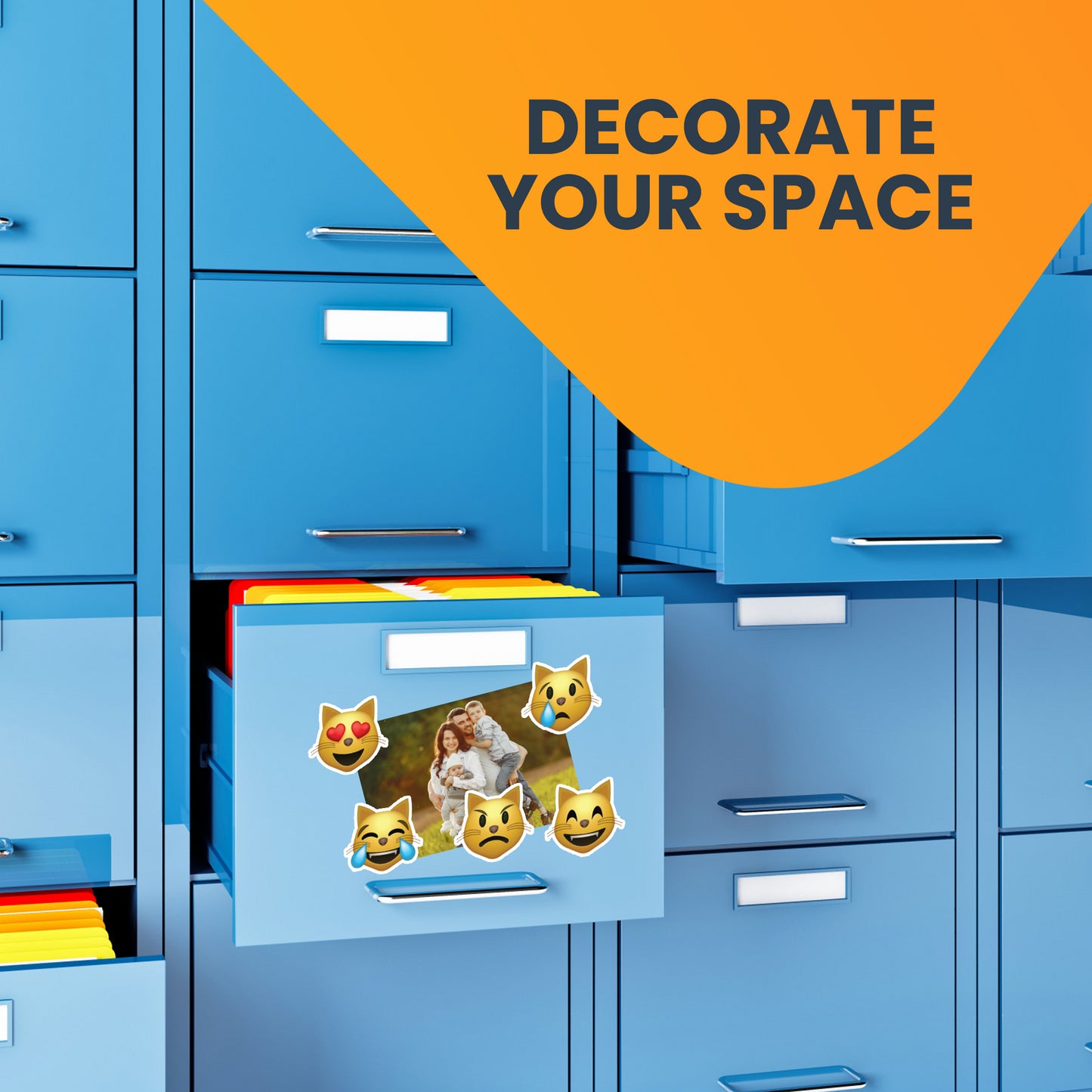 Magnet Me Up Today's Mood Cat Emoticon Magnet Decal Variety Pack, One 3.5x4 Inch Mood Board and Five 3 Inch Mini Emoticons, Cute Decorative Magnet For Refrigerator, Or Any Other Magnetic Surface