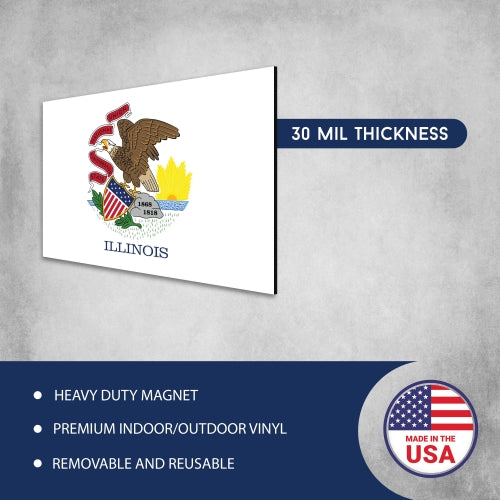 Magnet Me Up Illinois Car Magnet Decal US State Flag 4x6 Refrigerator Locker SUV Heavy Duty Waterproof