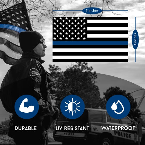 Thin Blue Line Opposing American Flag Magnet Decals - 2 Pack 3 x 5 Heavy Duty for Car Truck SUV - In Support of Police and Law Enforcement Officers …