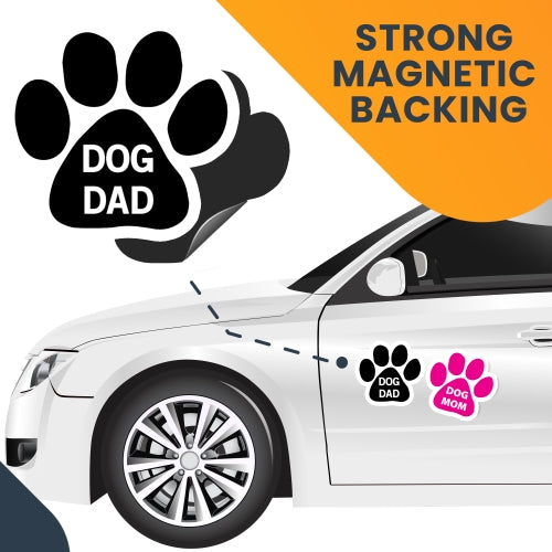 Magnet Me Up Dog Dad and Dog Mom Pawprint Car Magnets, 2 Pack, 5" Paw Print Auto Truck Decal Magnets …