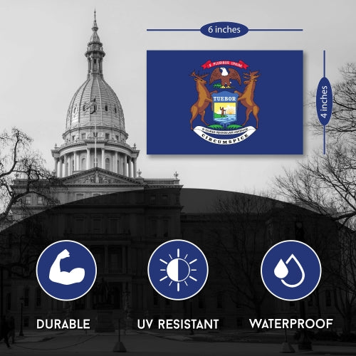 Magnet Me Up Michigan Car Magnet Decal US State Flag 4x6 Refrigerator Locker SUV Heavy Duty Waterproof